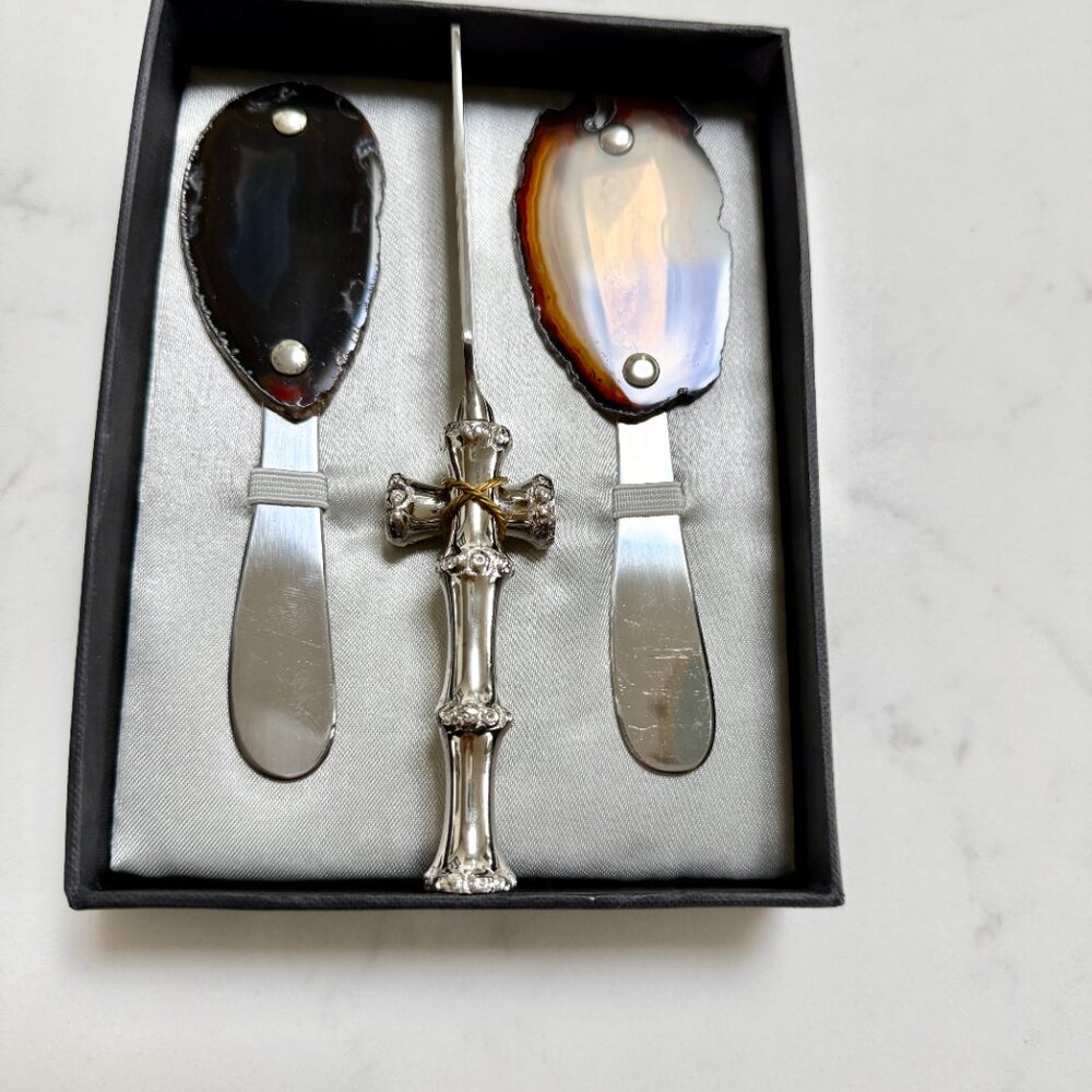 Rablabs Cheese Knife with Spreaders  Agate & Silver - Picture 2 of 9
